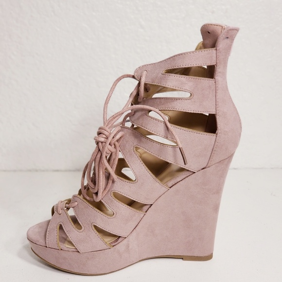 Charlotte russe women shoes wedge blush various S - Picture 6 of 8